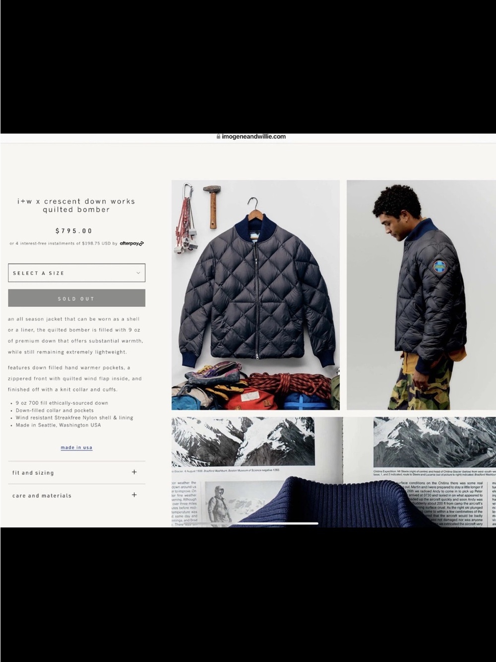Imogene + Willie x Crescent Down Works Quilted Bomber, Size XS - Picture 5 of 13